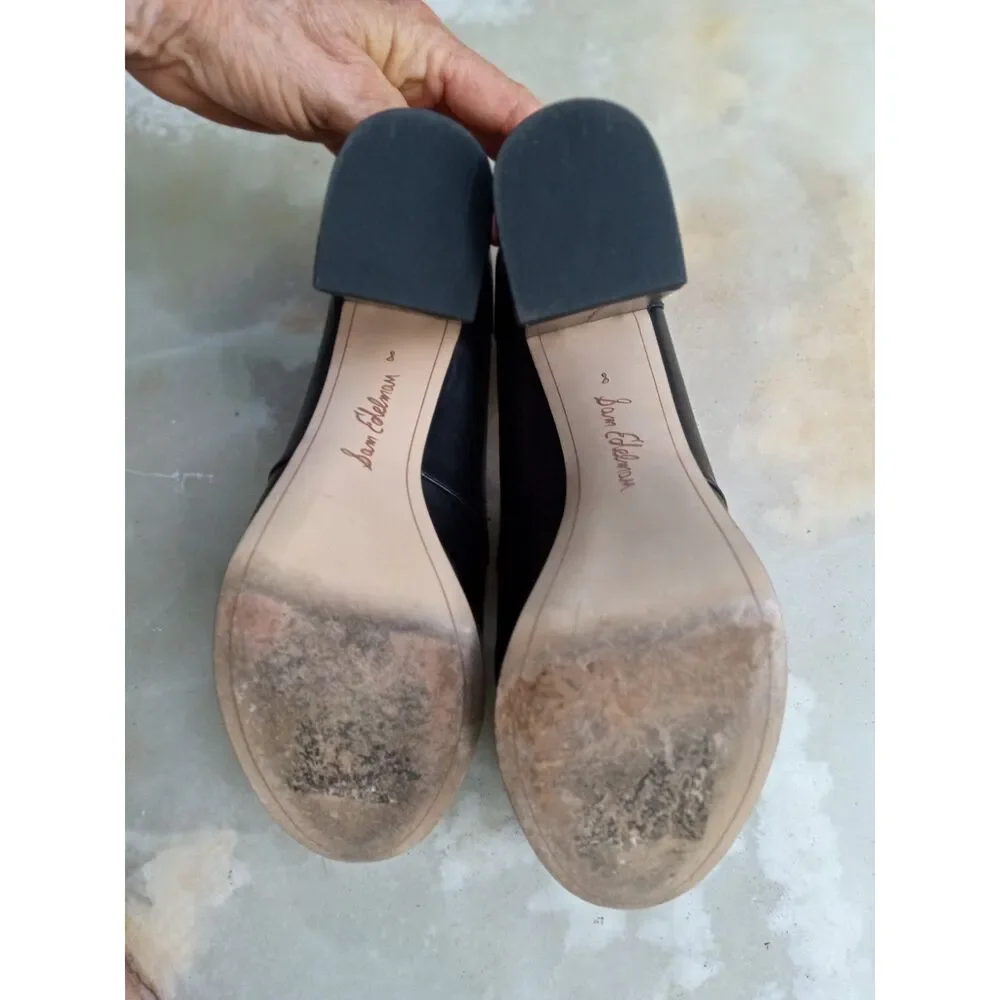 Sam Edelman Aurelie Black Leather Platform Heel Chunky Bit Loafer Size 8